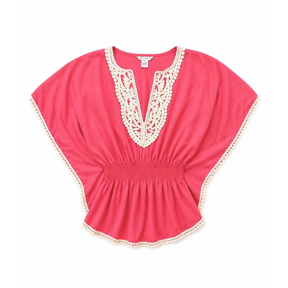 Fun & Flirt Vibrant Pink Kimono Sleeve Tunic Blouse - Picture 2 of 2